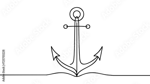 Continuous line drawing of anchor. Anchor linear icon. One line drawing background.