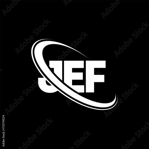 JEF logo. JEF letter. JEF letter logo design. Initials JEF logo linked with circle and uppercase monogram logo. JEF typography for technology  business and real estate brand.