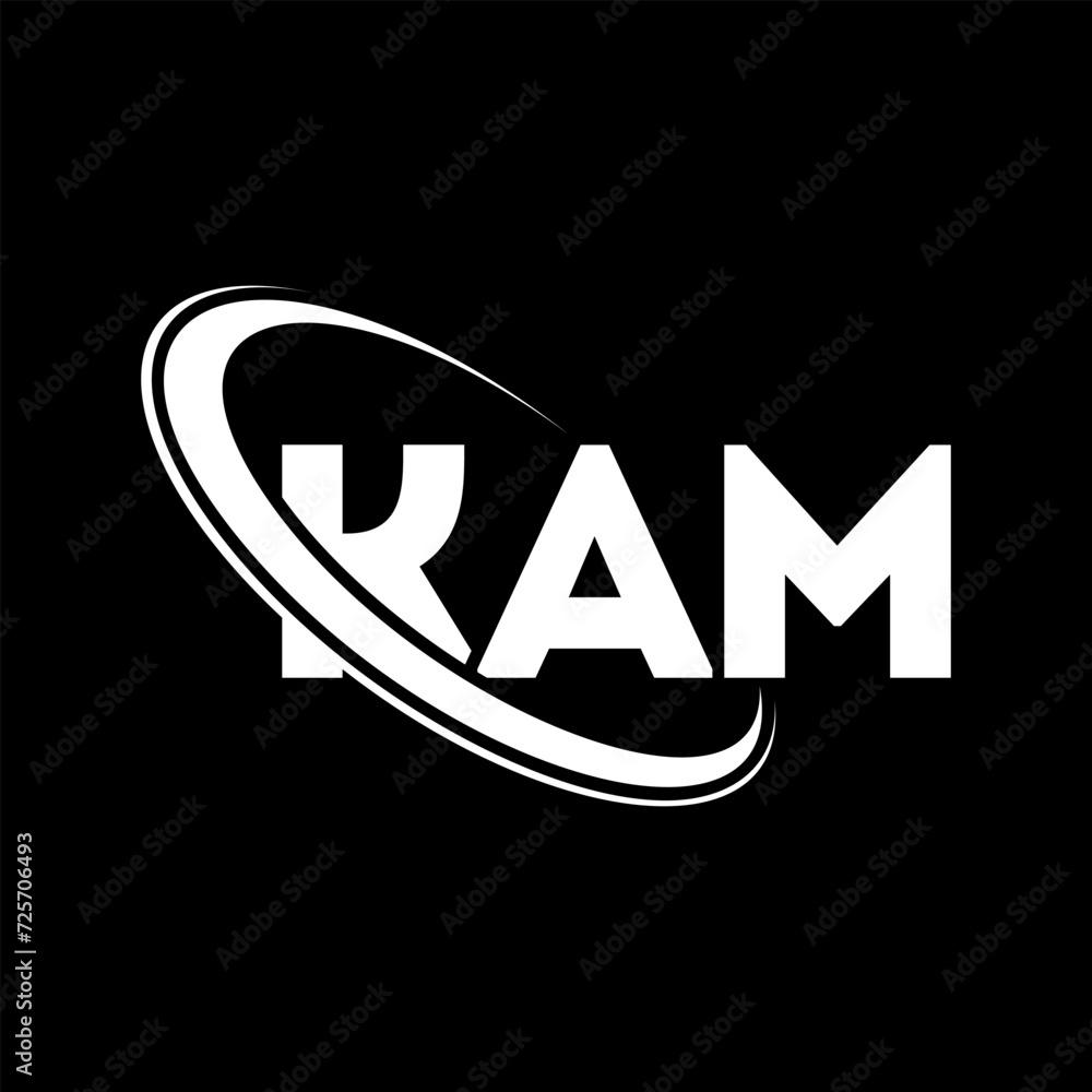 KAM logo. KAM letter. KAM letter logo design. Intitials KAM logo linked with circle and uppercase monogram logo. KAM typography for technology, business and real estate brand.