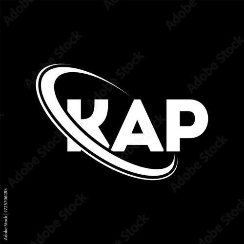 KAP logo. KAP letter. KAP letter logo design. Intitials KAP logo linked with circle and uppercase monogram logo. KAP typography for technology, business and real estate brand.
