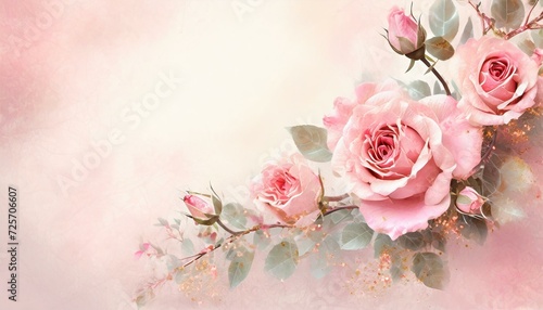 Pink roses on a pink background