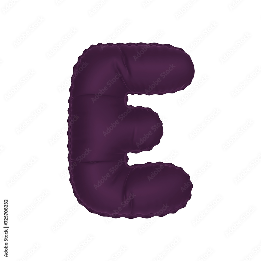 3D deep wine purple color helium balloon letter E 3D deep wine purple color helium balloon letter E