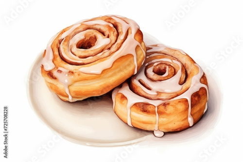 Cinnamon Swirl Pastry: Sweet, Delicious, and Sticky Indulgence on a Wooden Breakfast Table.