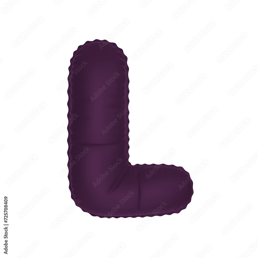 3D deep wine purple color helium balloon letter L 3D deep wine purple color helium balloon letter L