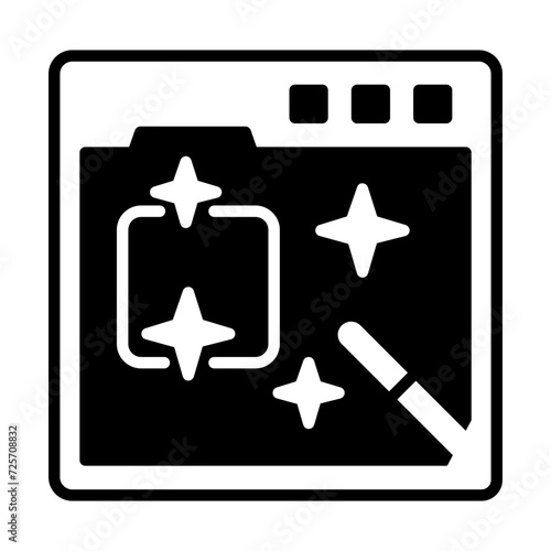 AI Magic Tools concept, web page being generated from artificial intelligence vector icon design, Web design and Development symbol, user interface or graphic sign, website engineering illustration