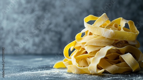 a tastefully arranged pile of pappardelle pasta  photo