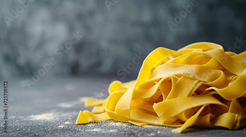 a tastefully arranged pile of pappardelle pasta  photo