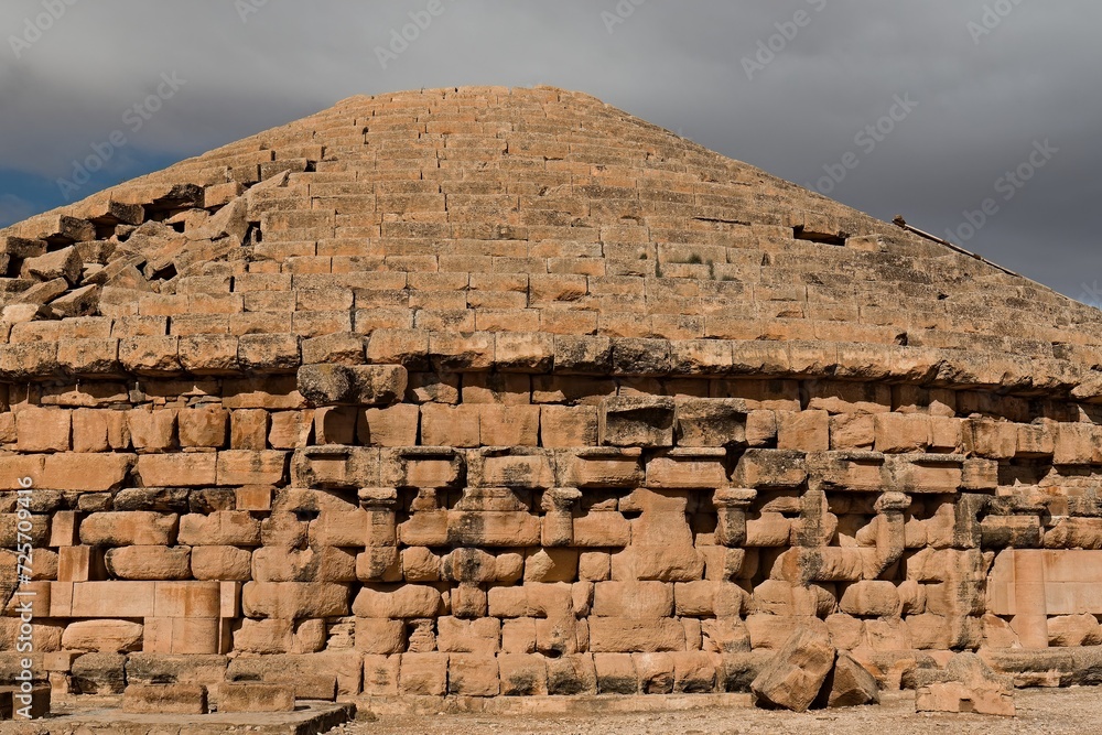 Medghacen is a mausoleum-temple of the Berber Numidian kings, standing near Batna city. Algeria. Africa.