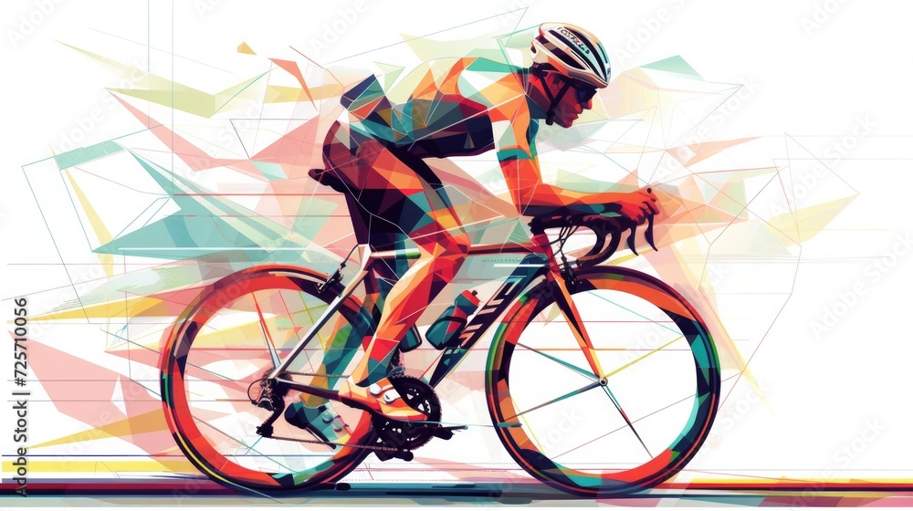 Fototapeta premium long distance cyclist Geometry in vector on white background --ar 16:9 --v 6 Job ID: 02dd1ae6-66e4-45ff-9b64-2a116c275187