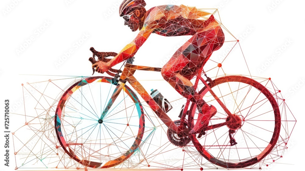 Fototapeta premium long distance cyclist Geometry in vector on white background --ar 16:9 --v 6 Job ID: 02dd1ae6-66e4-45ff-9b64-2a116c275187