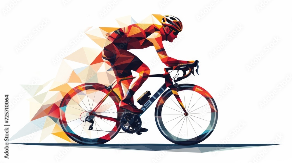 Fototapeta premium long distance cyclist Geometry in vector on white background --ar 16:9 --v 6 Job ID: 02dd1ae6-66e4-45ff-9b64-2a116c275187