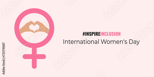 International Women's Day 8 march banner. #InspireInclusion concept poster 2024. Vector illustration.