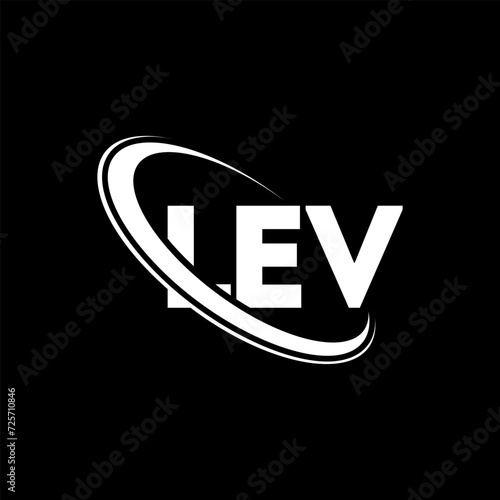 LEV logo. LEV letter. LEV letter logo design. Initials LEV logo linked with circle and uppercase monogram logo. LEV typography for technology, business and real estate brand.