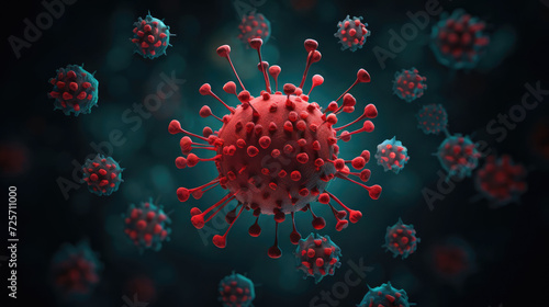 Image of virus - abstract image of virus on dark background, science nanotechnology, medical concept, pathogen, deasease x, measles morbillivirus, long covid