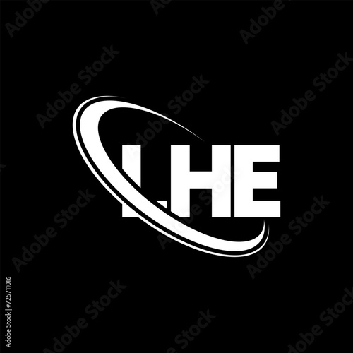 LHE logo. LHE letter. LHE letter logo design. Initials LHE logo linked with circle and uppercase monogram logo. LHE typography for technology, business and real estate brand. photo