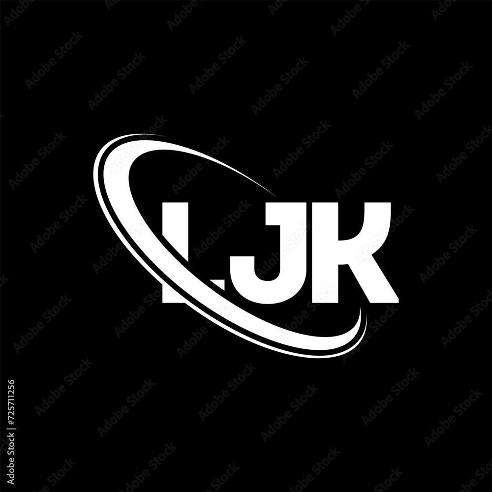 Obraz premium LJK logo. LJK letter. LJK letter logo design. Initials LJK logo linked with circle and uppercase monogram logo. LJK typography for technology, business and real estate brand.