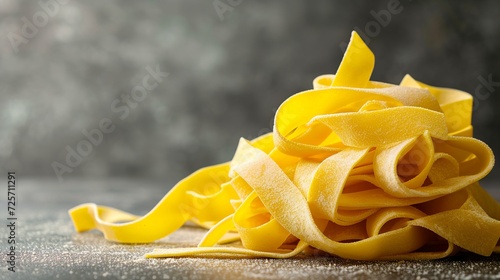 a tastefully arranged pile of pappardelle pasta photo