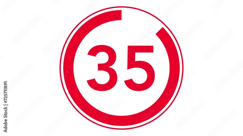 40秒のシンプルな赤色のカウントダウンタイマー（白背景）