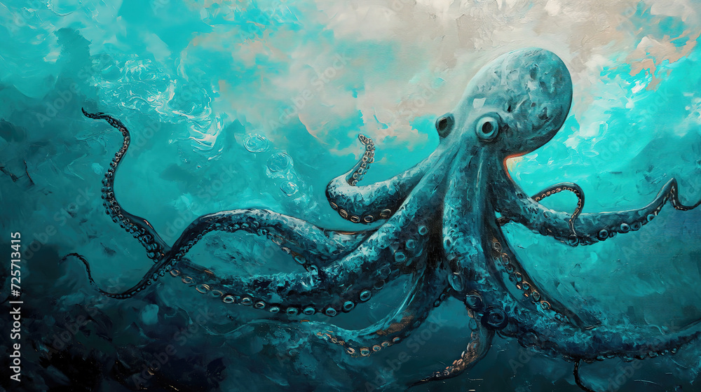 grungy noise texture art, octopus in ocean with coral reef background , whimsical fantasy fairytale contemporary creative illustration, Generative Ai grungy noise texture art, octopus in ocean with coral reef background , whimsical fantasy fairytale contemporary creative illustration, Generative Ai