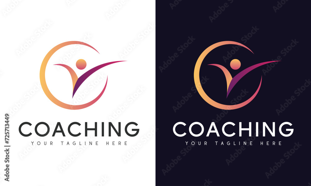 Life Coaching Logo Design Human with Correct Tick Logotype Success Achievement Life Coaching Logo Design Human with Correct Tick Logotype Success Achievement