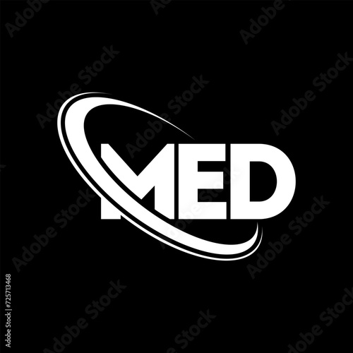 MED logo. MED letter. MED letter logo design. Initials MED logo linked with circle and uppercase monogram logo. MED typography for technology, business and real estate brand.