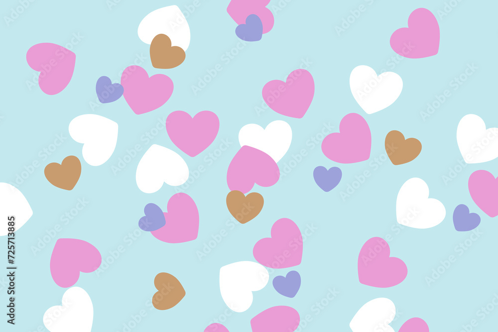 Hearts shape on blue background 