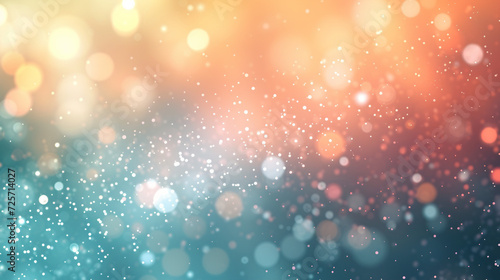Silver bokeh on defocused teal green and coral colors background, Abstract blur bokeh banner background.