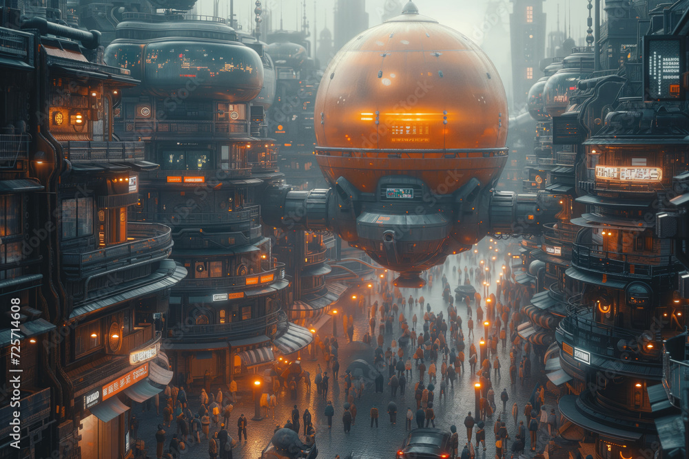 Human living in year 2200, super ai and computer are around people, Human living in year 2200, super ai and computer are around people,