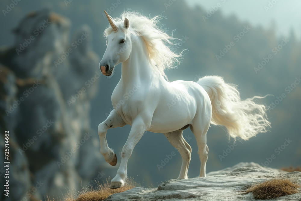 Magic animal in fairy tale, unicorn is ready to fly, mountain top view. --ar 3:2 --stylize 750 --v 6 Job ID: 9bc2fa6e-3f3c-4345-b0f9-fe4e6717d4af