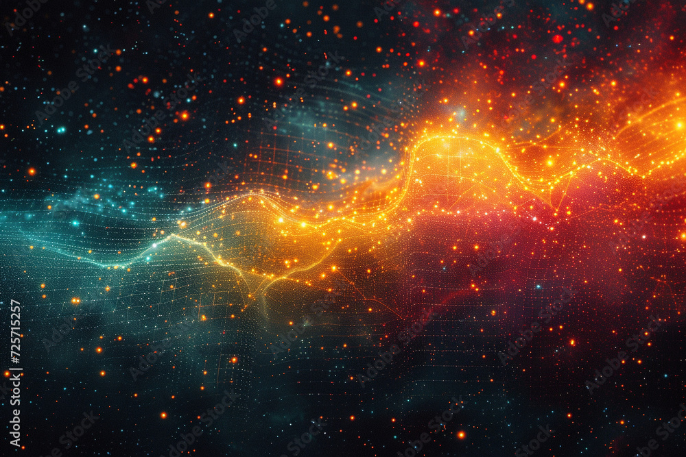 Fototapeta premium Blurred dynamic banner background: waves in colorful tones.