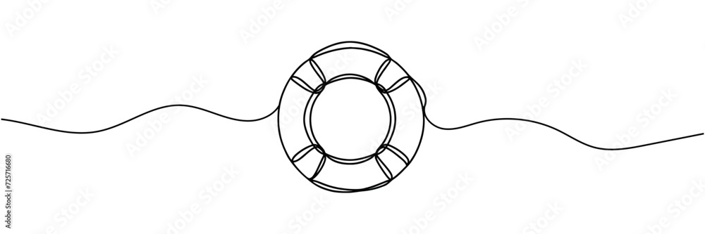 continuous line drawing of a lifebuoy. Lifebuoy background in one line continuous line drawing of a lifebuoy. Lifebuoy background in one line