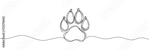 Continuous one line drawing of a paw pad.vector illustration.