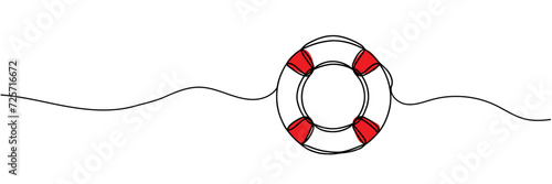 continuous line drawing of a lifebuoy. Lifebuoy background in one line