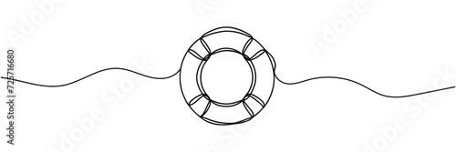 continuous line drawing of a lifebuoy. Lifebuoy background in one line