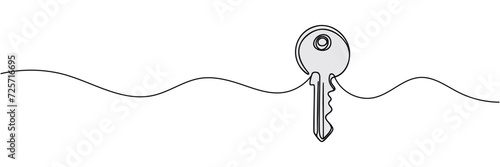 continuous one line drawing of a door key