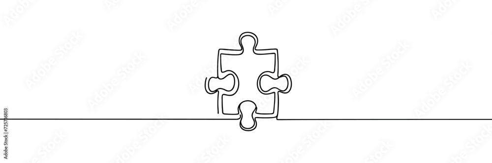 Puzzle piece of one continuous line drawn. Jigsaw puzzle element. Vector illustration Puzzle piece of one continuous line drawn. Jigsaw puzzle element. Vector illustration