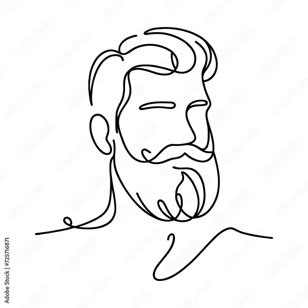Continuous one line drawing of man portrait. Hairstyle. Fashionable men's style Continuous one line drawing of man portrait. Hairstyle. Fashionable men's style