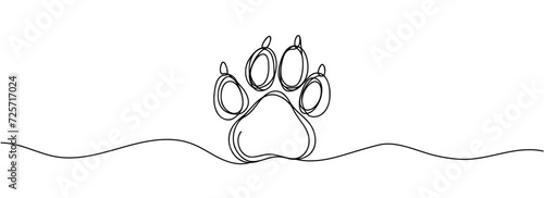 Continuous one line drawing of a paw pad.vector illustration.