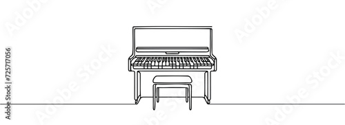 Drawing is a continuous drawing of a piano in one line