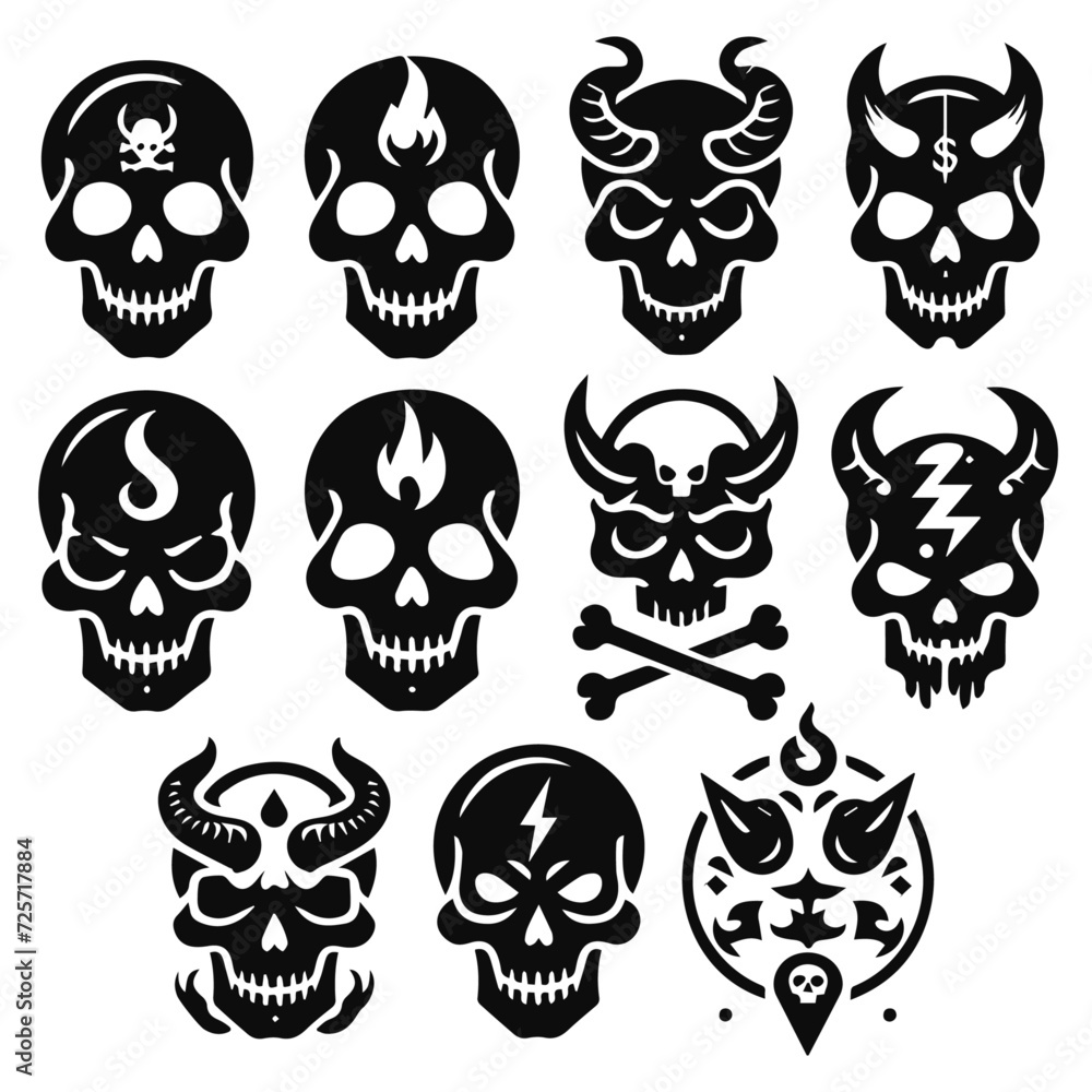 Set of skulls - vector illustrations