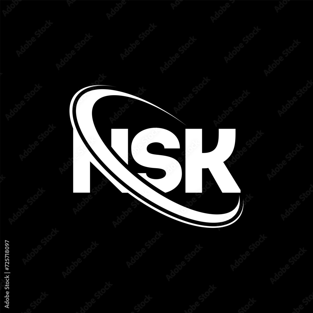Obraz premium NSK logo. NSK letter. NSK letter logo design. Initials NSK logo linked with circle and uppercase monogram logo. NSK typography for technology, business and real estate brand.