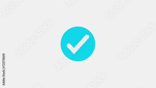 check mark icon animation on white background, verification check mark icon.  photo