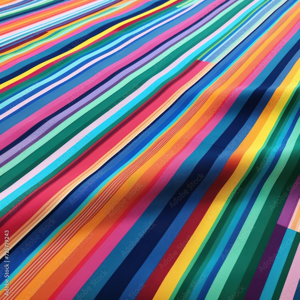 A striped fabric featuring multiple stripes in various colors. A striped fabric featuring multiple stripes in various colors.
