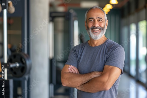 Fotografia Smiling Middle Eastern senior man in a fitness center