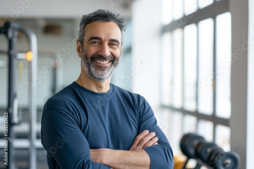 Smiling Middle Eastern senior man in a fitness center © Thuy Nguyen