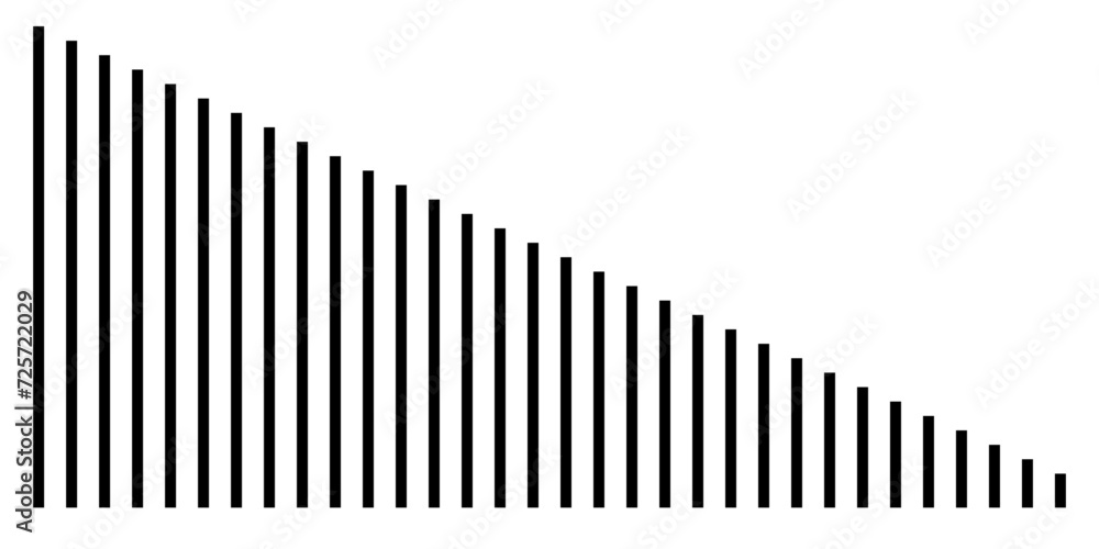 Black on white abstract vertical straight wave parallel lines in perspective line stripes with 3d dimensional effect isolated on white. - obrazy, fototapety, plakaty 