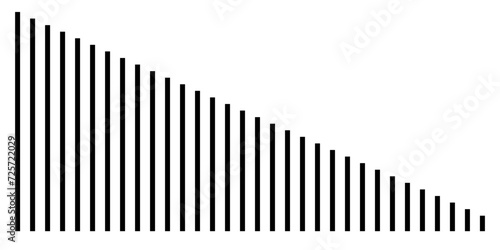 Black on white abstract vertical straight wave parallel lines in perspective line stripes with 3d dimensional effect isolated on white.