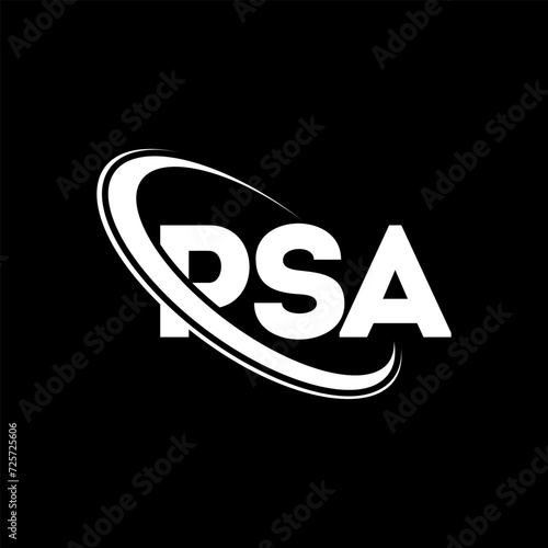 PSA logo. PSA letter. PSA letter logo design. Initials PSA logo linked with circle and uppercase monogram logo. PSA typography for technology, business and real estate brand.
