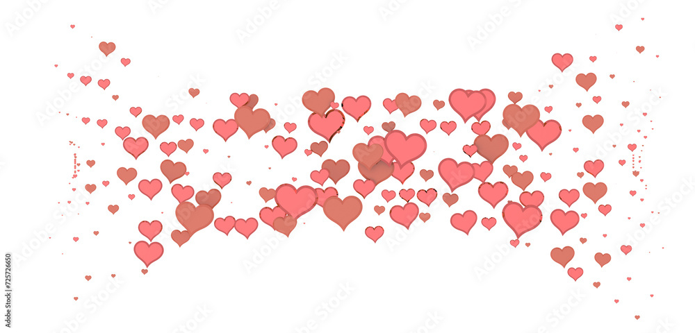 Love valentine background with red petals of hearts on transparent background Love valentine background with red petals of hearts on transparent background