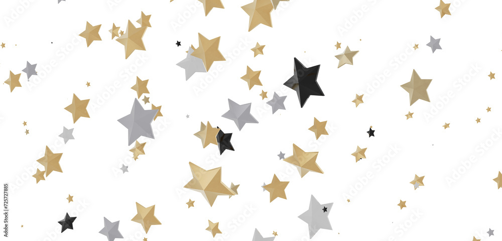 XMAS Banner with golden decoration. Festive border with falling glitter dust and stars.